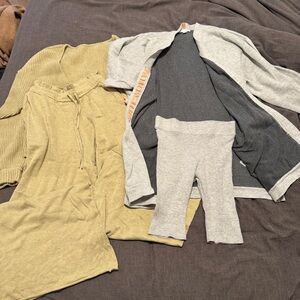 Lunya LOT * 4 pieces | Cozy Cotton Silk Wide Leg Pants, Bike shorts, 2 sweaters